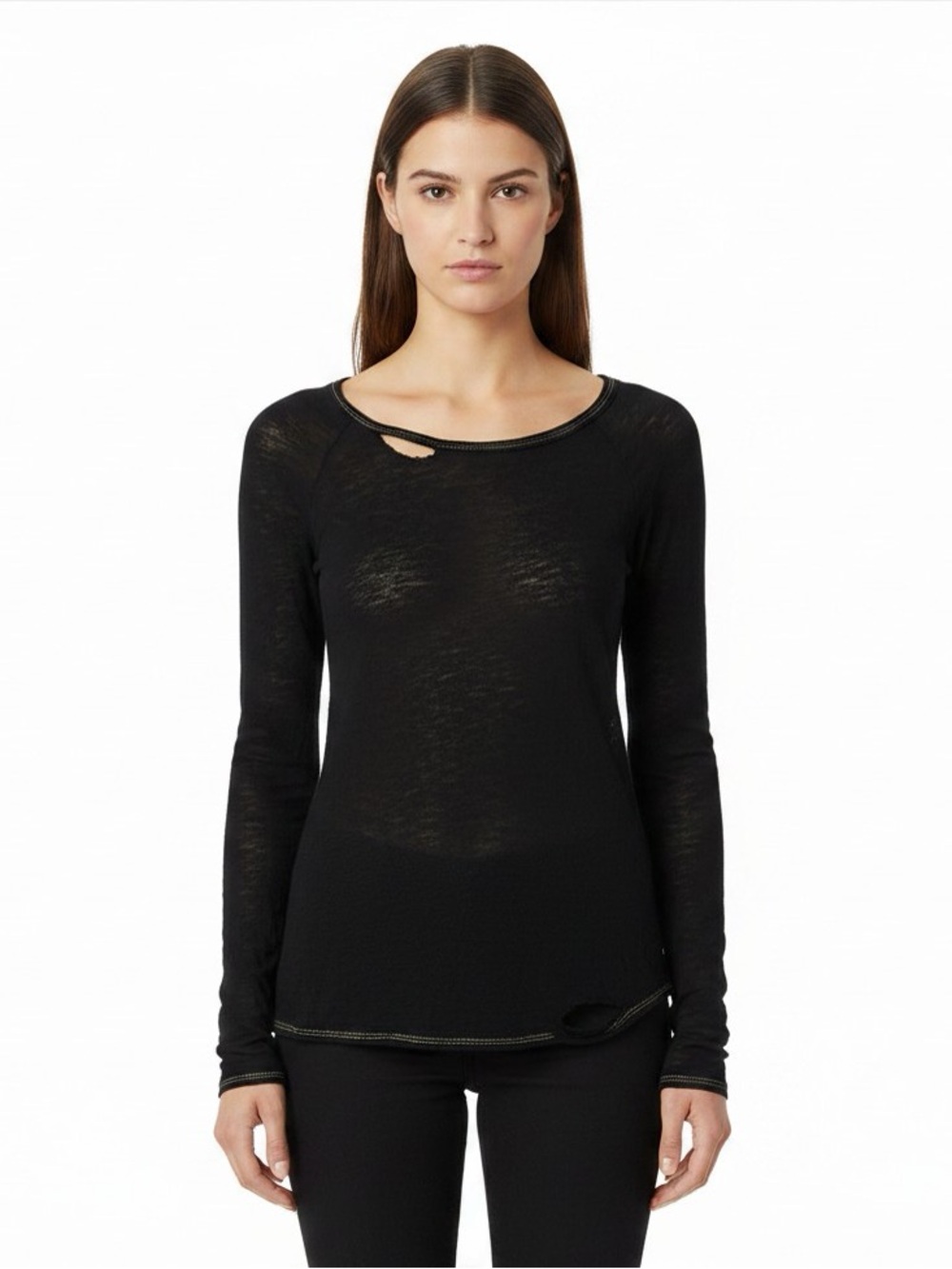 NWT | Chaser | Deconstructed Scoop Back Linen Jersey | Black | Medium